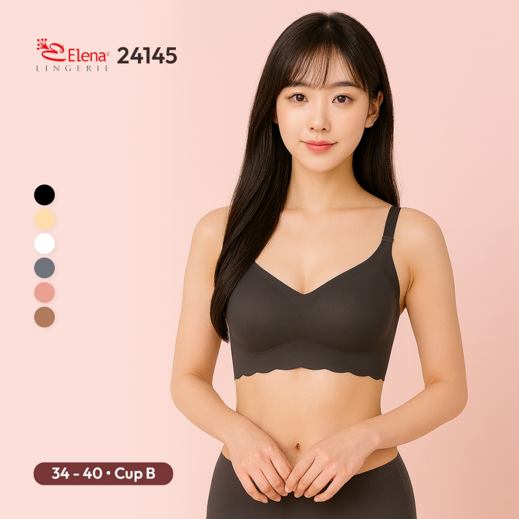 Elena E 24145 Bra Seamless Busa Tipis Kait 3 Tanpa Kawat Polos Bh Sport Remaja 34B - 40B