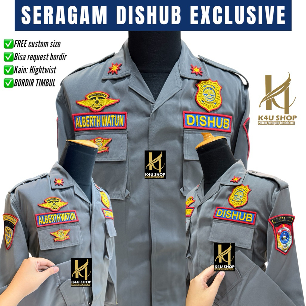 K4U Shop Seragam PDL Dishub Dinas Perhubungan Laki Wanita Bordir Timbul Exclusive bisa custom reques