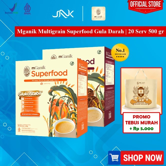 

MGanik Multigrain 500gr 20 Sachet - Superfood Alami ORIGINAL Gula Darah mencegah Diabetes kesehatan