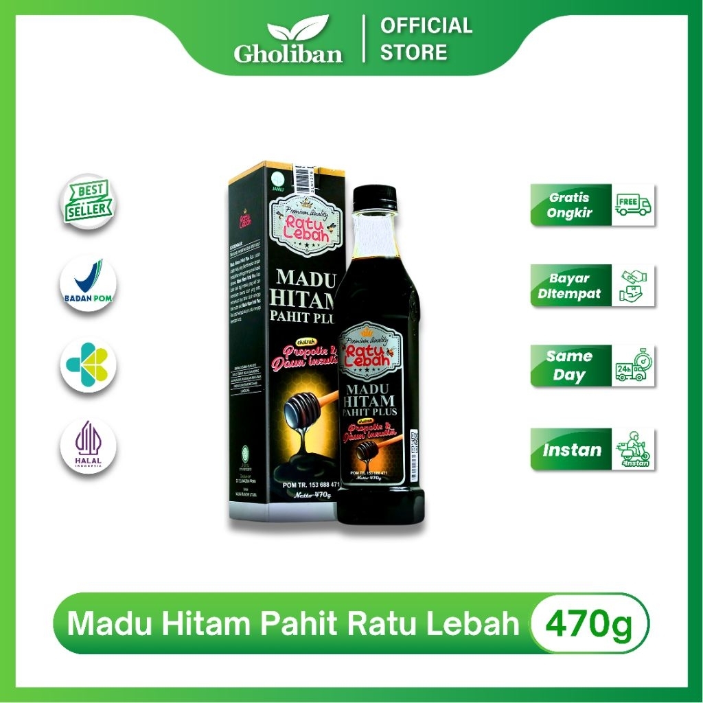 

RATU LEBAH Madu Hitam Pahit Propolis Plus Insulin 470g