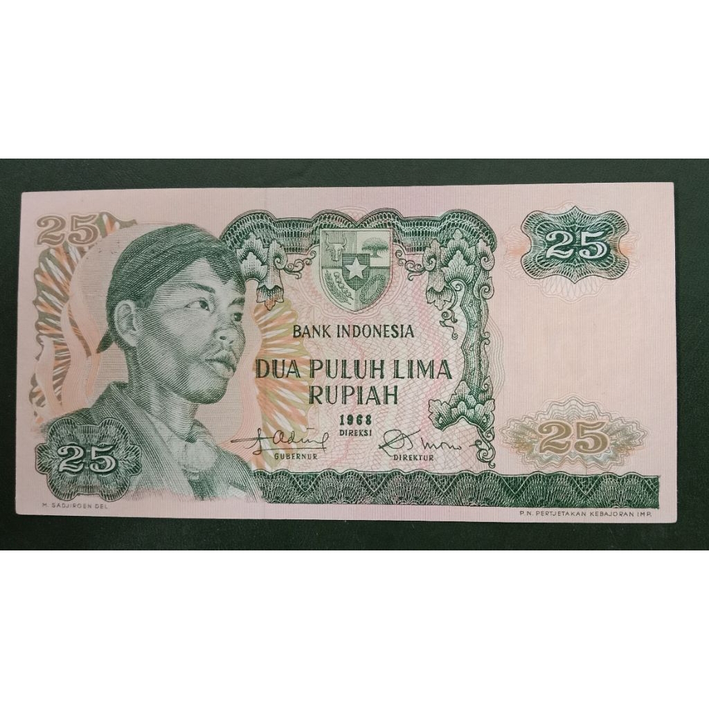 UANGKUNO 25 RUPIAH SUDIRMAN THN 1968