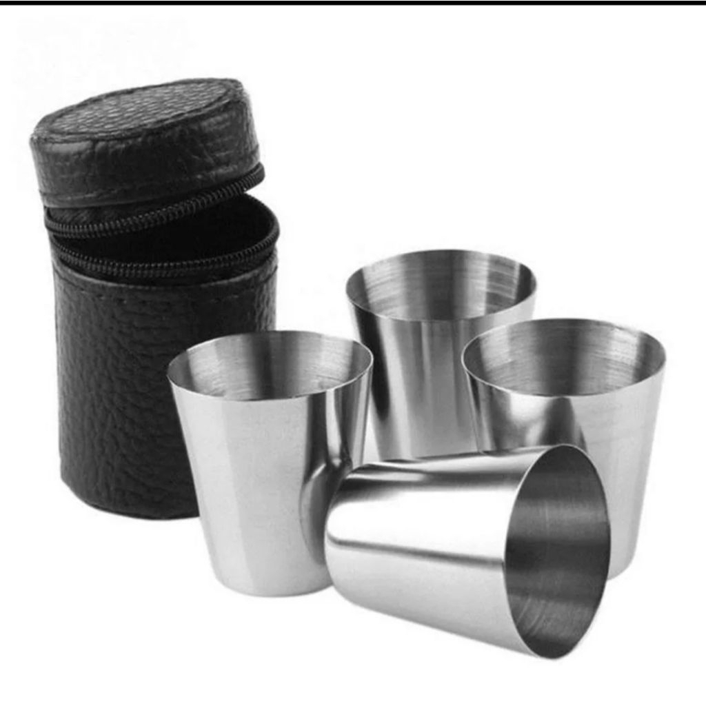 Gelas mug sloki travel camping mini isi 4pcs kapasitas 30ml stainless steel