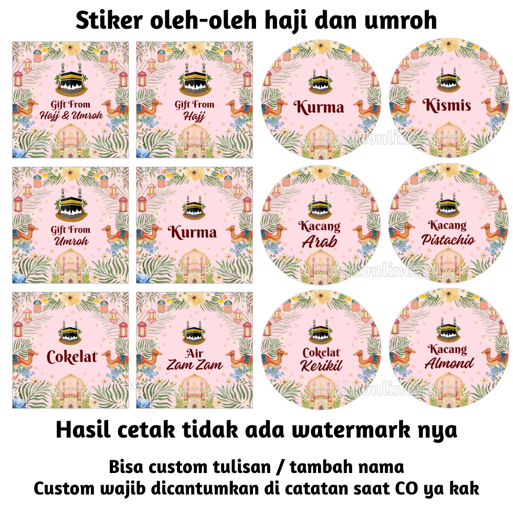 

Stiker Label Sticker Kemasan oleh-oleh haji umroh gift from hajj umrah hampers Pink Flower Flowy Shabby Packaging kurma kismis kacang arab pistachio almond air zamzam cokelat kerikil Kantong Plastik klip Toples Pouch Thinwall cup dus box mika