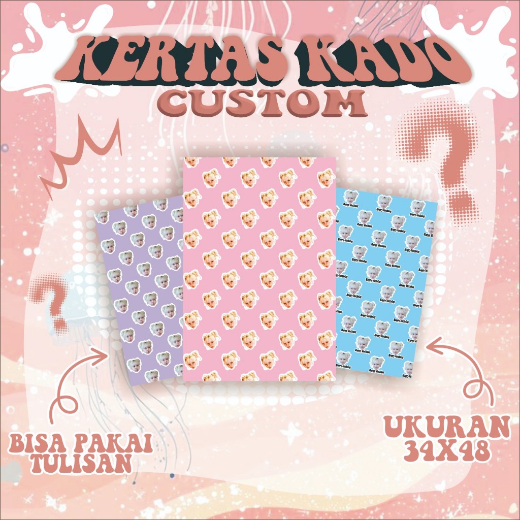 Kertas Kado aesthetic / KERTAS KADO CUSTOM  / KERTAS KADO CUSTOM termurah kertas kado ukuran A3+