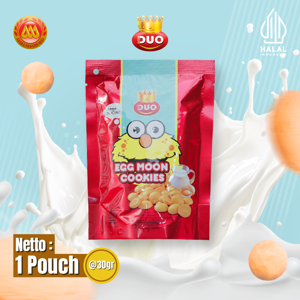 

DUO Egg Moon Cookies/Bolu Kering mini/Bolu Kering Manis- 1 Karton x 30 Pcs - Netto 30gr snack cemilan anak murah