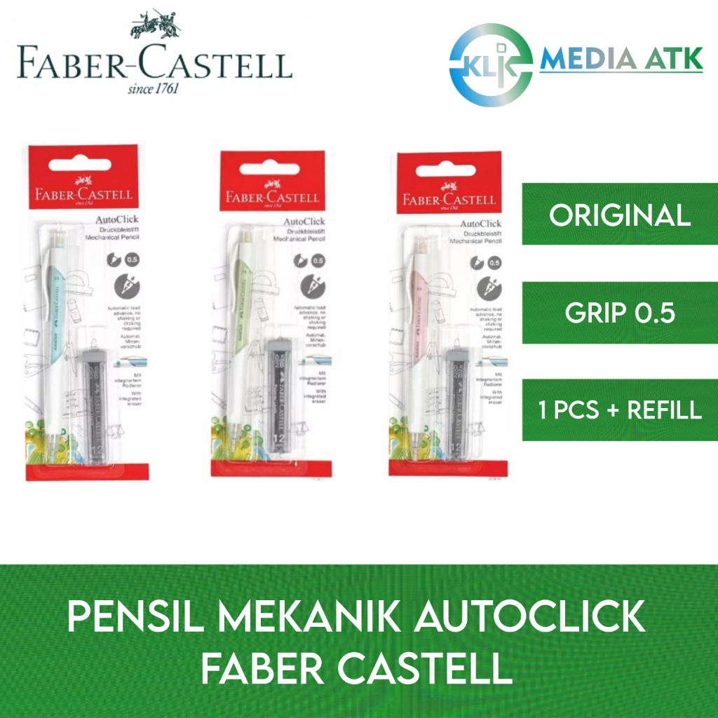 

Pensil Mekanik Faber-Castell 0.5 Autoclick White Barrel Blister + Refill