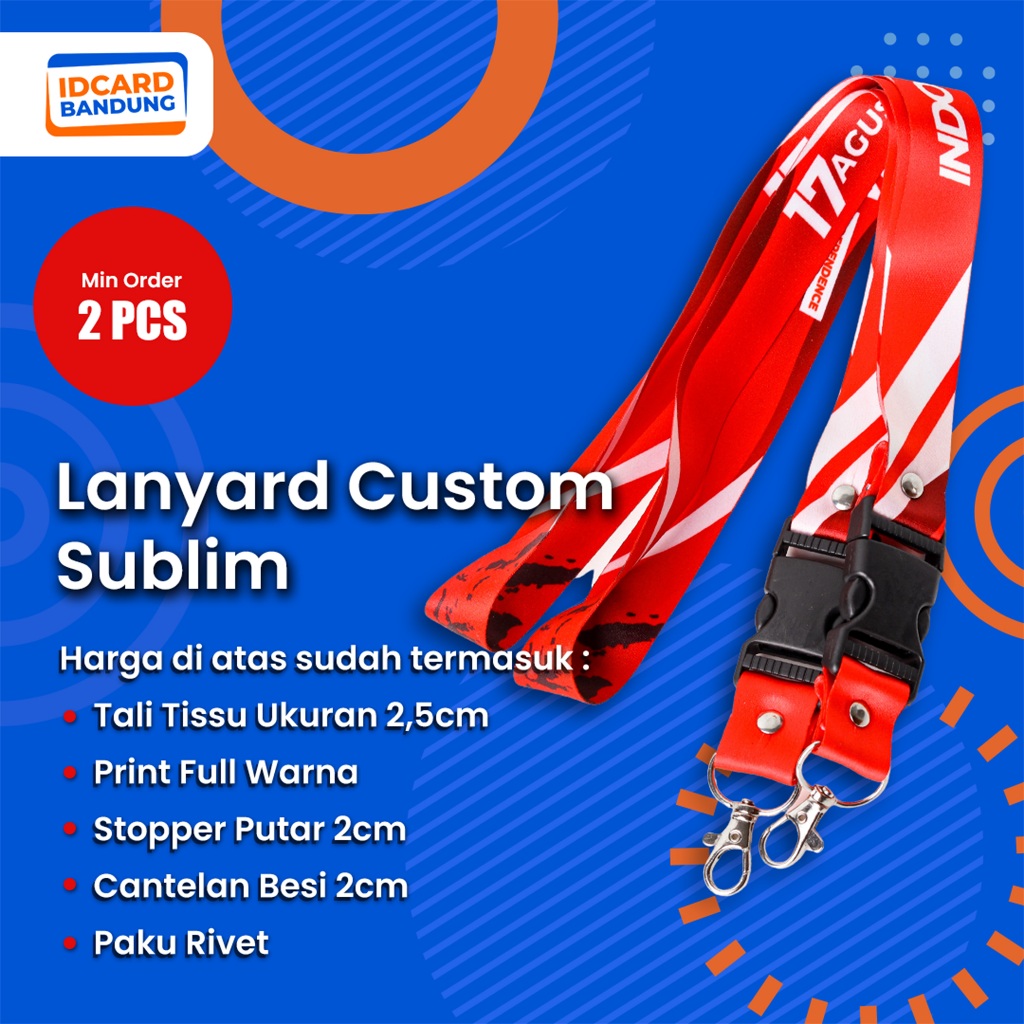 

Tali Lanyard Custom Desain 2,5cm Idcard Kalung Full Colour Sublim Printing