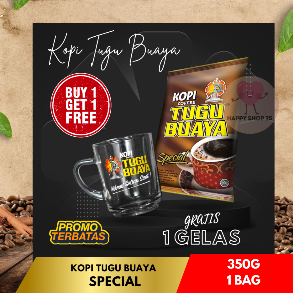

( PROMO GRATIS GELAS CANTIK ! ) Tugu Buaya Kopi Special 350g Kopi Bubuk Kopi Hitam 350gram