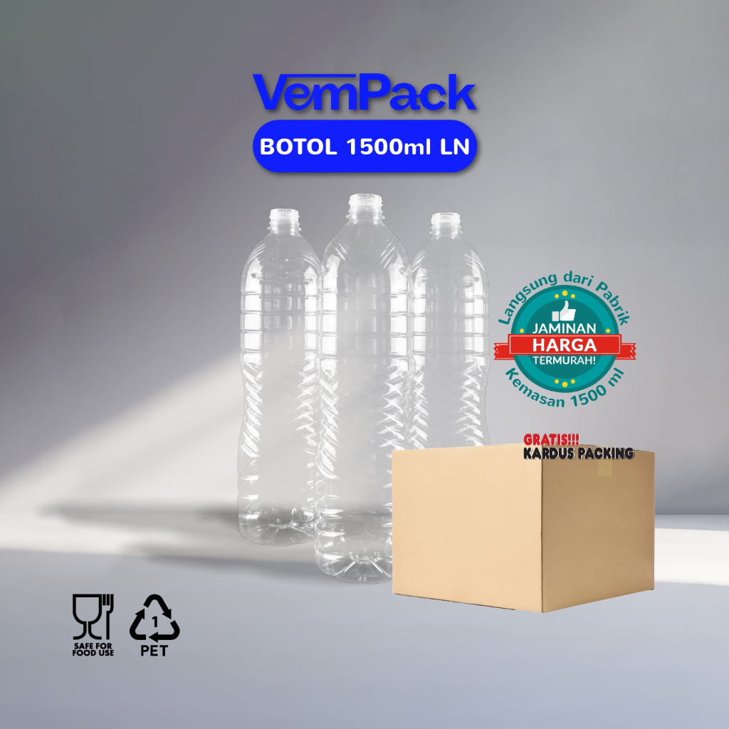 Botol Plastik PET 1,5 Liter 1500 ml Tebal Kuat Serbaguna Food Grade untuk Minyak Sabun Cair Laundry