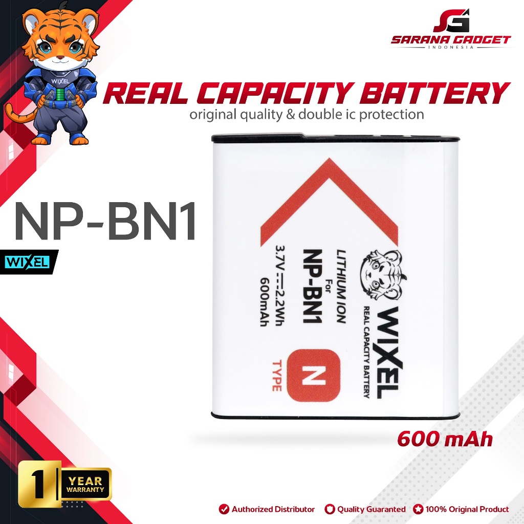 WIXEL Baterai Kamera NP-BN1 for Sony CyberShot DSC J20 T110 T99 TX10 TX100 TX20 TX200 TX5 TX55 TX66 