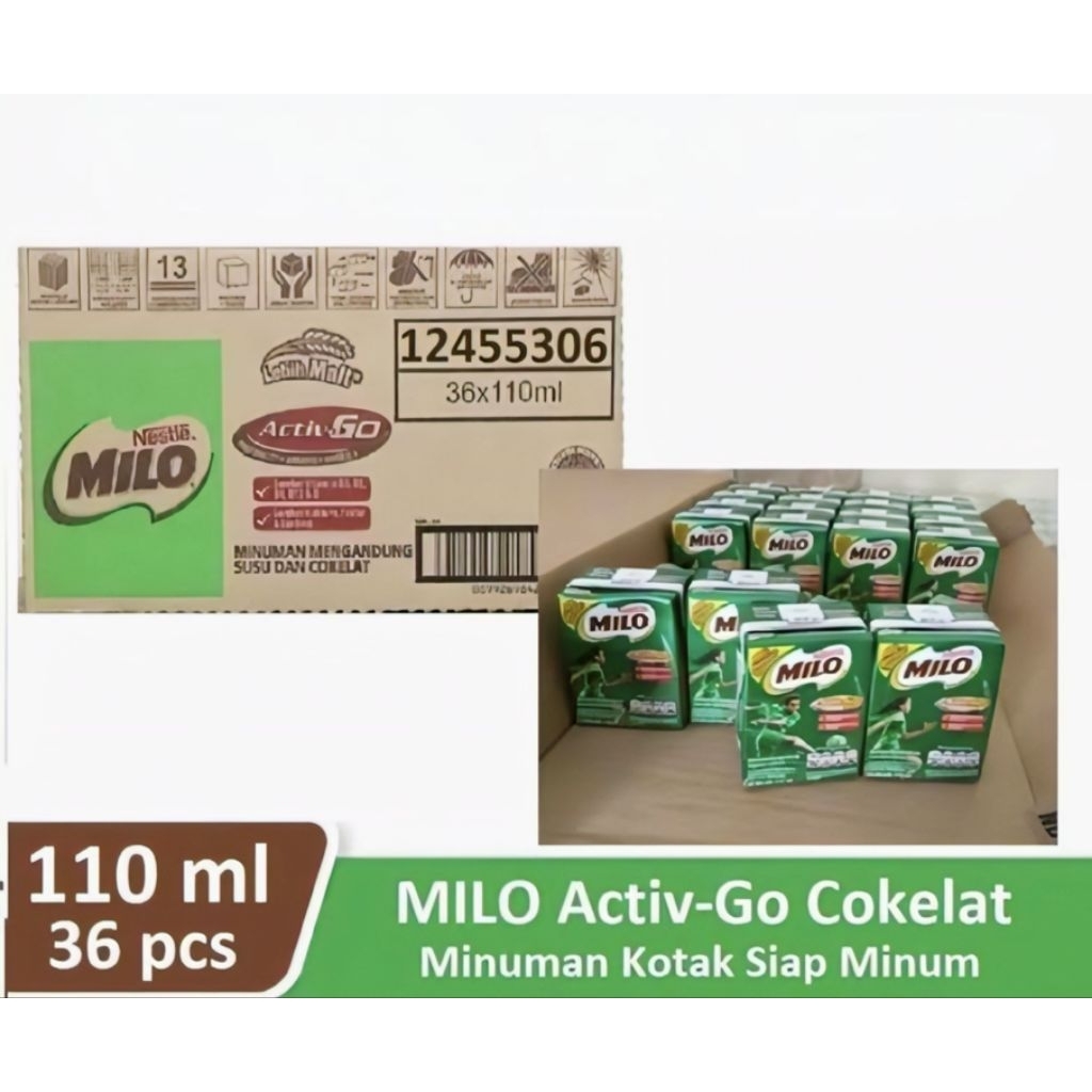

[ 1 karton isi 36 Pcs × 110 ml ] Nestle Milo Susu UHT Rasa Chocolate