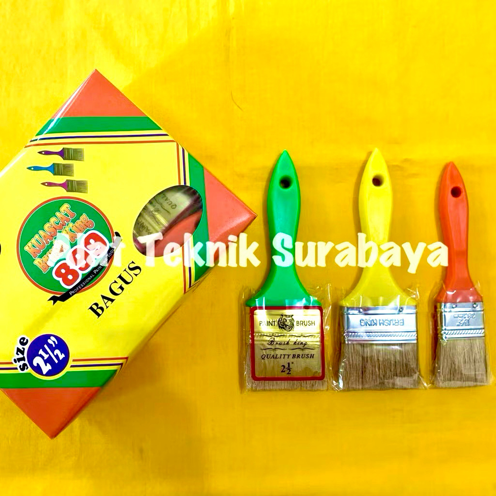 

ISI 12 PCS KUAS CAT KING GAGANG PLASTIK 1" ; 1 1/2" ; 2" ; 2 1/2" ; 3" ; 4" ; 5" INCH PAINT BRUSH TEMBOK KOAS CET 899 1 KOTAK 1 LUSIN DZ