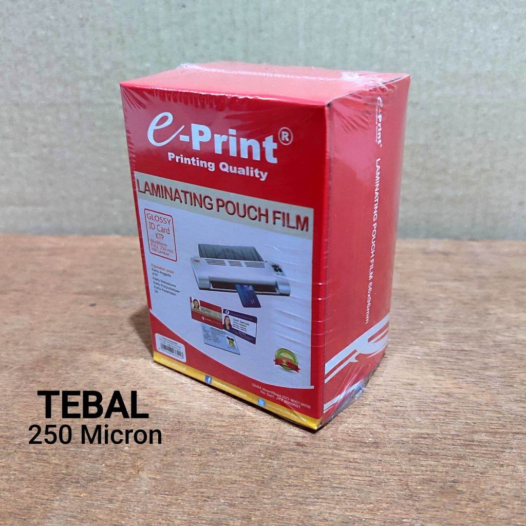 

[100%ORI/REAL pict] Plastik Laminating Tebal ukuran KTP 250 Micron merk E-print