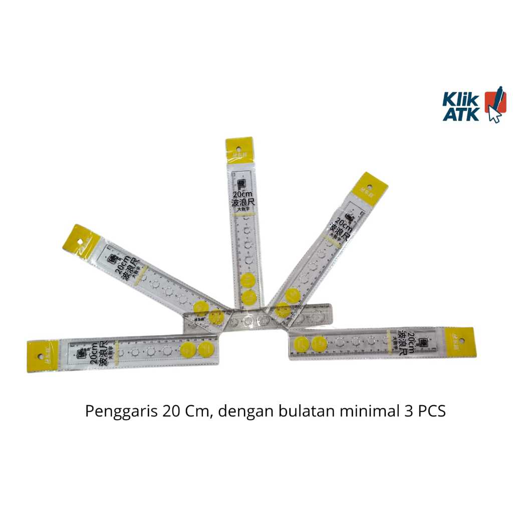 

Penggaris Plastik 20cm dengan Bulatan - Per 3 Pcs