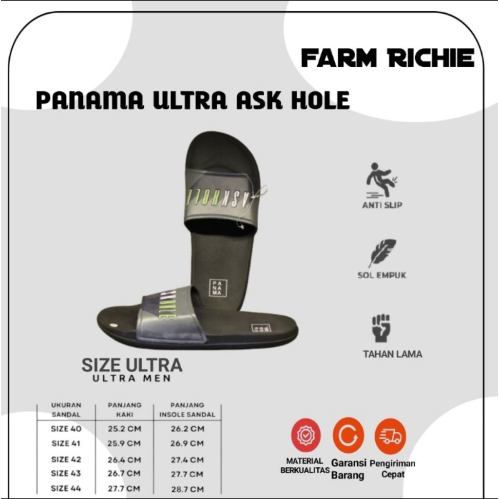 Sandal Panama Slop Panama Slide On Ask Hole Black