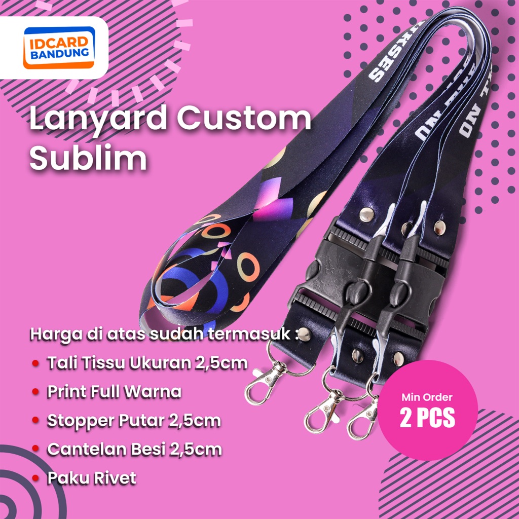 

cetak tali lanyard printing 2,5cm sublim tali idcard full color kalung idcard