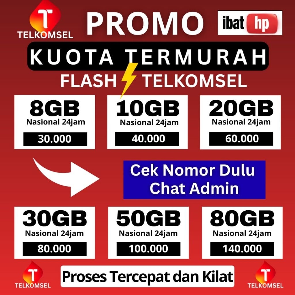 TERMURAH Kuota Telkomsel Sakti , Super seru isi ulang paket internet 10GB 30 hari Murah