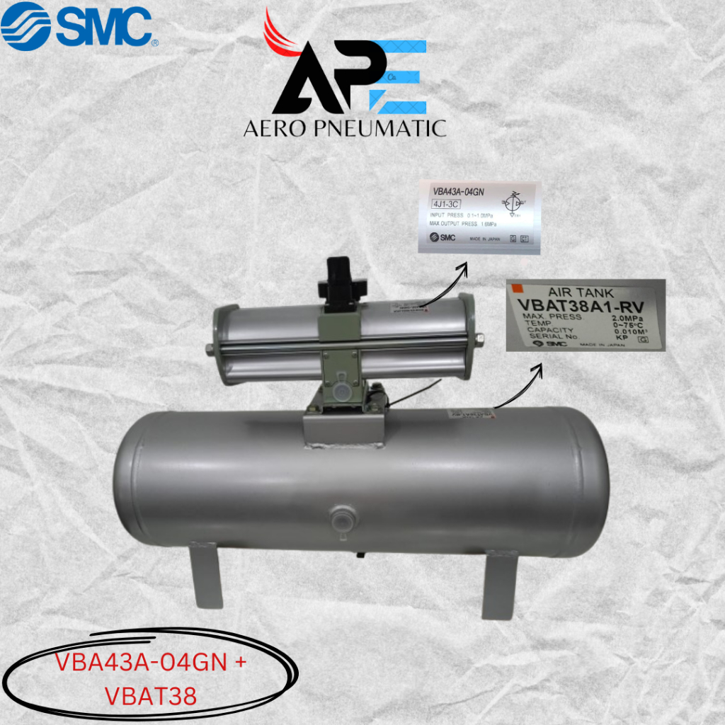 BOOSTER PNEUMATIC REGULATOR SMC VBA43A-04GN WITH AIRTANK VBAT38