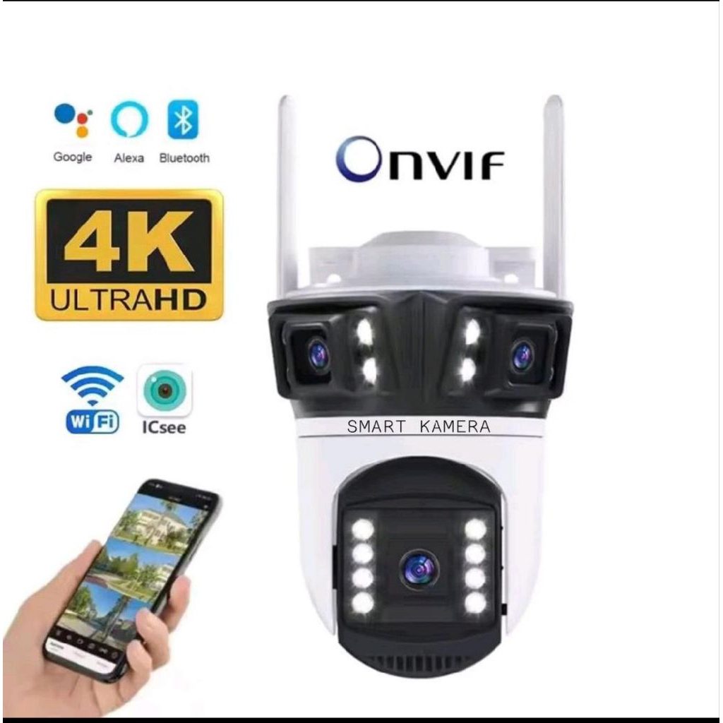 ICSEE IP Camera Tiga Lens Outdoor Waterproof 30MP