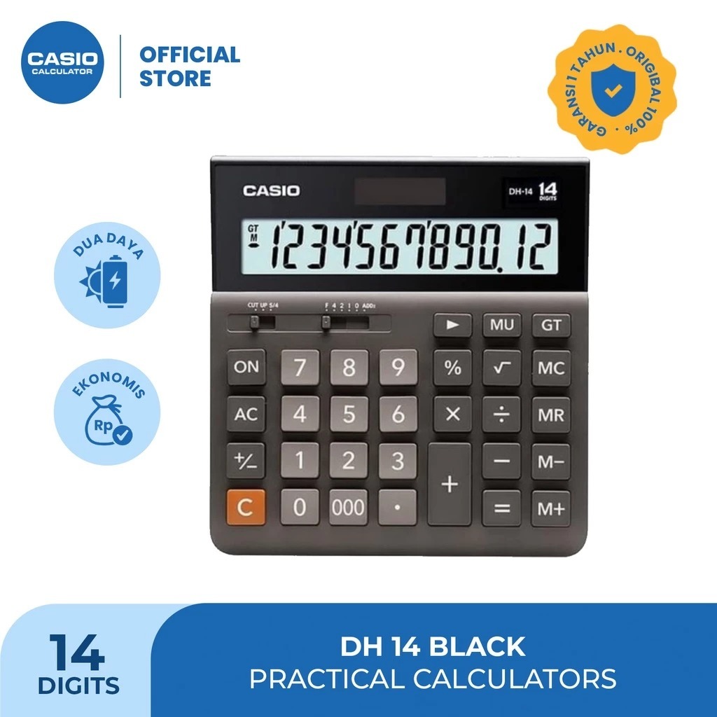 

CASIO DH-14 - Hitam - Kalkulator Kantor - 14 digit