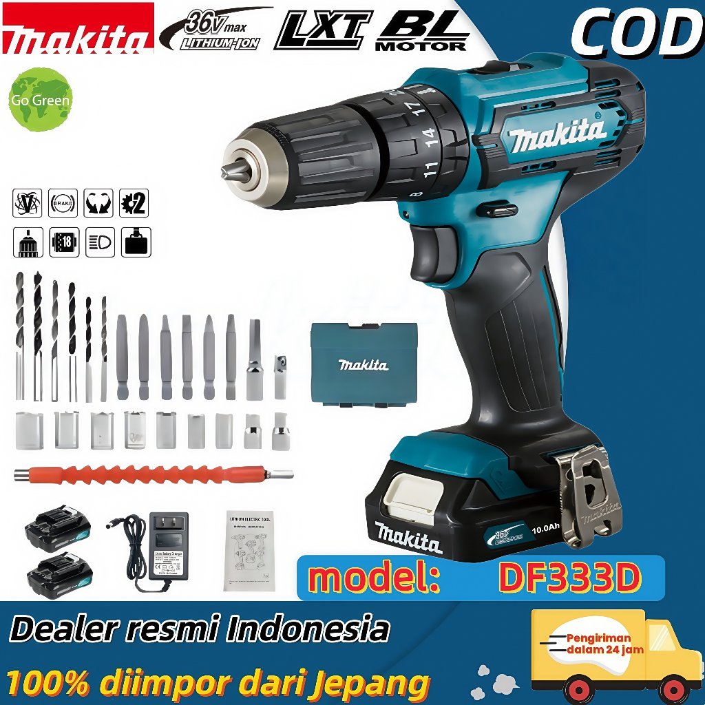 {Garansi lokal di Indonesia}Makita DF333D 36V Bor Impact Cordless Bor Cordless Impact Drill Beton Im