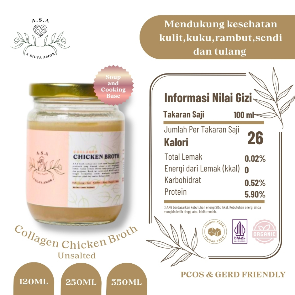 

A SILVA AMOR Collagen Chicken Broth(Kaldu Ayam Kolagen Organik HALAL)(DIET,PCOS,GERD,MPASI FRIENDLY)