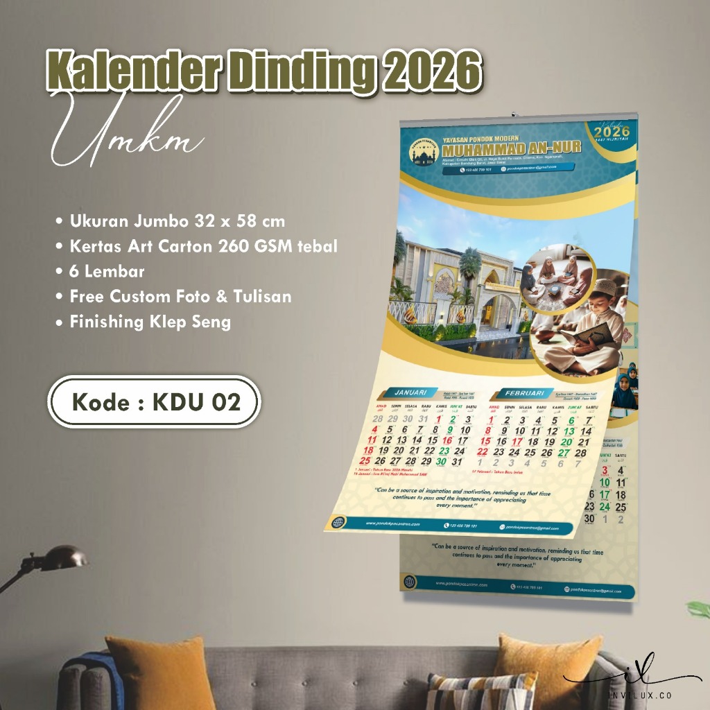 

KALENDER DINDING TAHUN 2026 CUSTOM NAMA & FOTO - KALENDER DINDING BAHAN GLOSSY PREMIUM - GROSIR UMKM