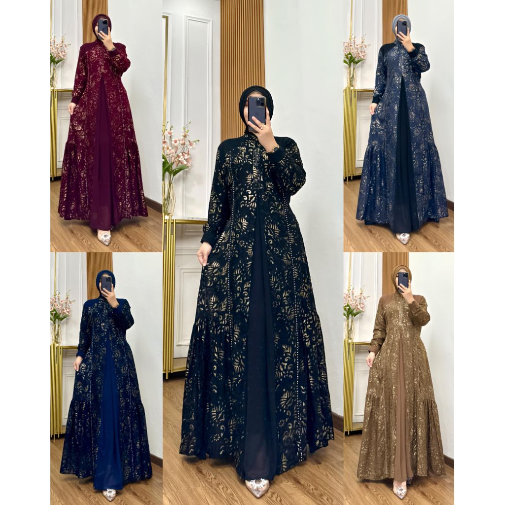 DRESS SUTRA | DRESS WANITA KEKINIAN | GAMIS PREMIUM ELEGAN DAN MEWAH ORI REAL PICT. CATARINA*