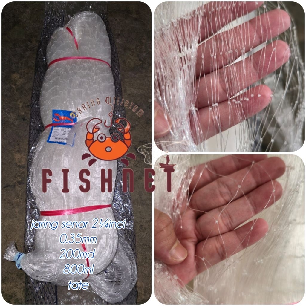 jaring senar/jaring ikan/ 2¼inci 0.35mm 200md 800ml tate