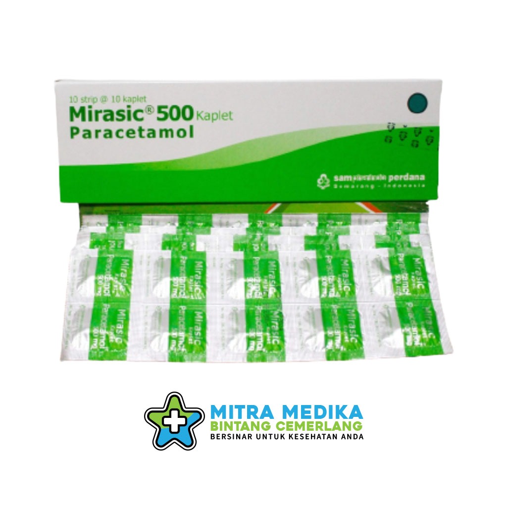 MIRASIC 500 TABLET OBAT TABLET PARACETAMOL 500MG (1 BOX@10 STRIP)