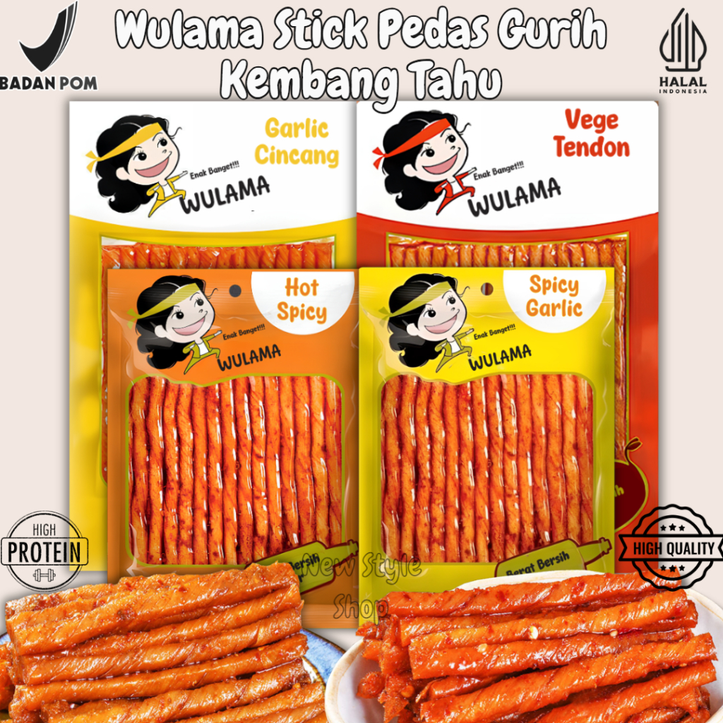 

Wulama Stick Pedas Gurih Kembang Tahu / Snack Stick Asin Gurih Pedas / Snack Pedas Tinggi Protein