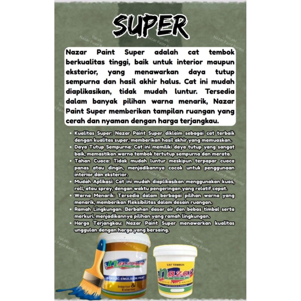 Sunbloom Cat Akrilik Kualitas Super Kemasan 1 Kg, Cat Kiloan, Cat Ekonomis & Efisien, Cat Gak An