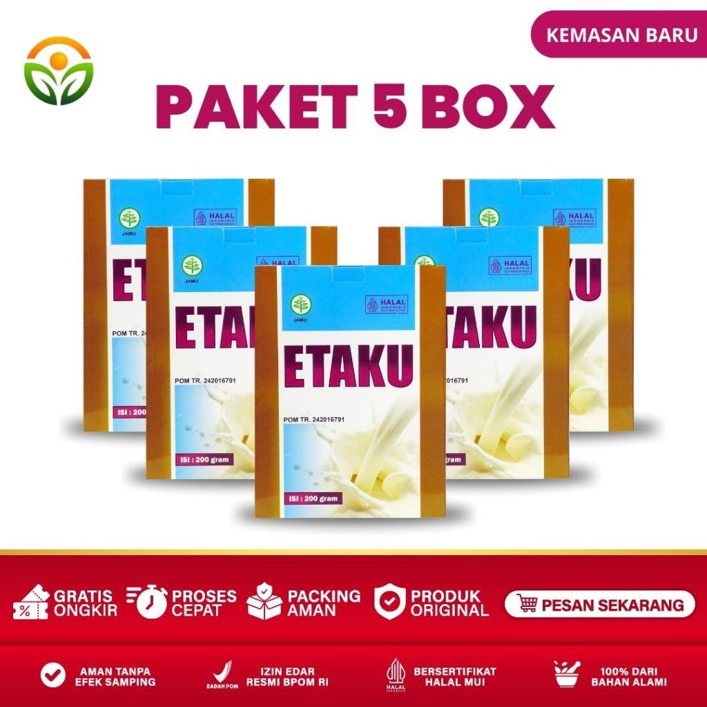 

Almira Herbal - Paket 5 Box Etaku Goat Milk Susu Kambing Etawa Murni Bubuk Sudah Bpom dan Halal