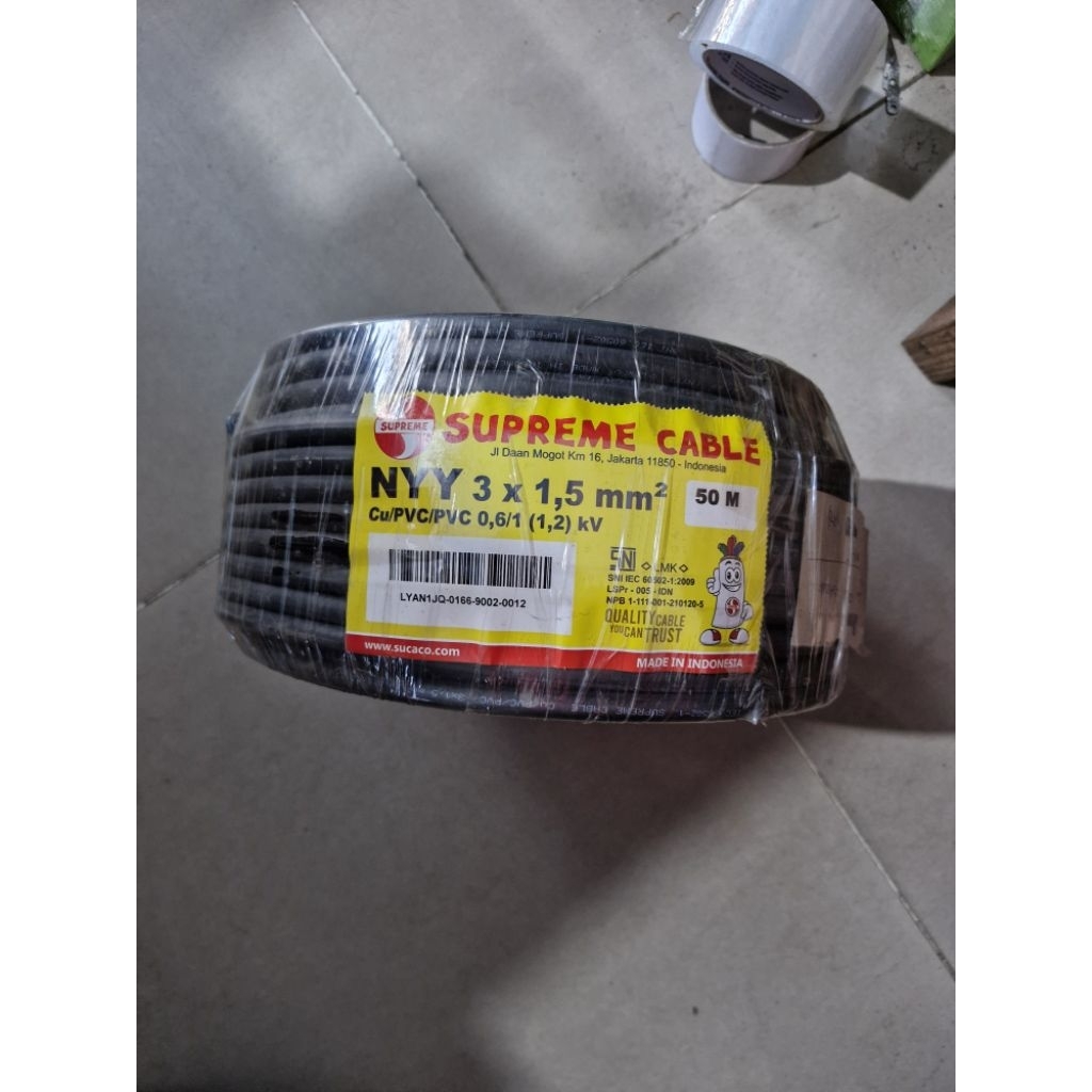 supreme kabel NYY 3x1.5 hitam kabel tunggal kabel kawat tembaga 3 x 1.5