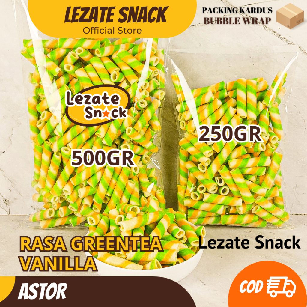 

Astor Mini Greentea Vanilla 500gr Kiloan Murah Enak Manis Renyah / Wafer Roll Kiloan Greentea Vanila Astor Kiloan Barcelona / Wafer Rolls Coklat Blackforest Vanila Lezate Snack LEZATE SNACK