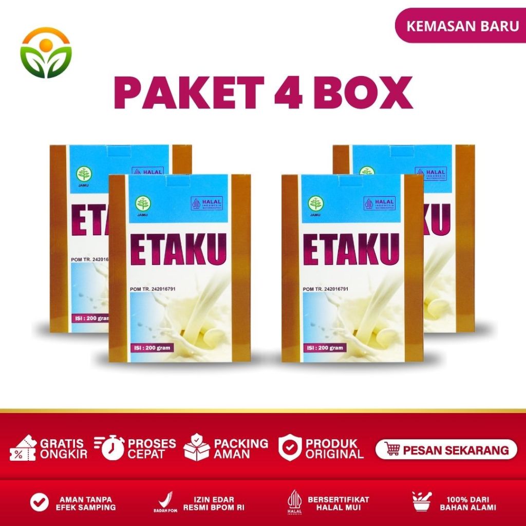 

Almira Herbal - Paket 4 Box Etaku Goat Milk Susu Kambing Etawa Murni Bubuk Sudah Bpom dan Halal
