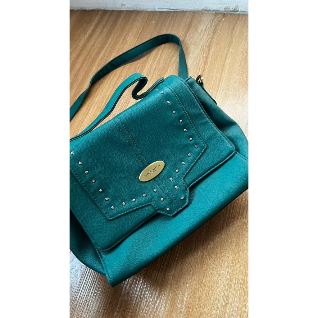 SOPHIE MARTIN ORIGINAL BEKAS SECONDHAND - TAS SELEMPANG EMERALD WANITA ELEGAN