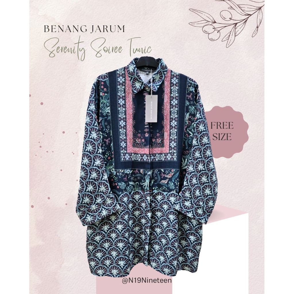 PL Benang Jarum Serenity Soiree Batwing Shirt - Midnight