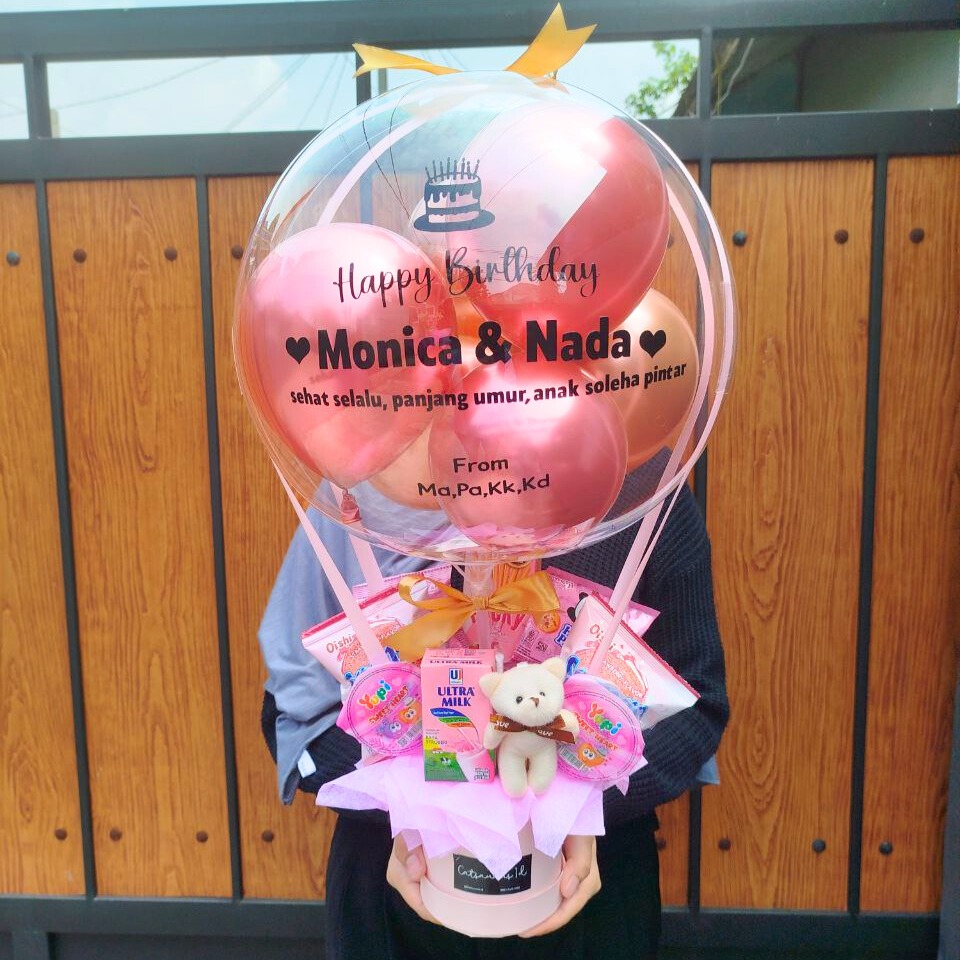 [SIAP KIRIM CEPAT] Bucket Balon Snack Bucket Snack Serba Pink Balon Wisuda Ulang Tahun Catsaurus