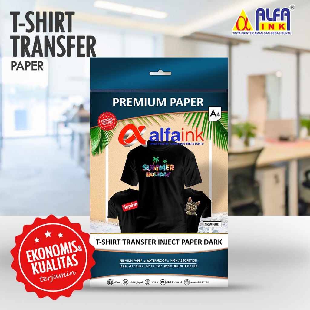 

T-Shirt Transfer Inject Paper Dark A4 SUBLIME PAPER KAOS STIKER KAOS SETRIKA bukan DTF
