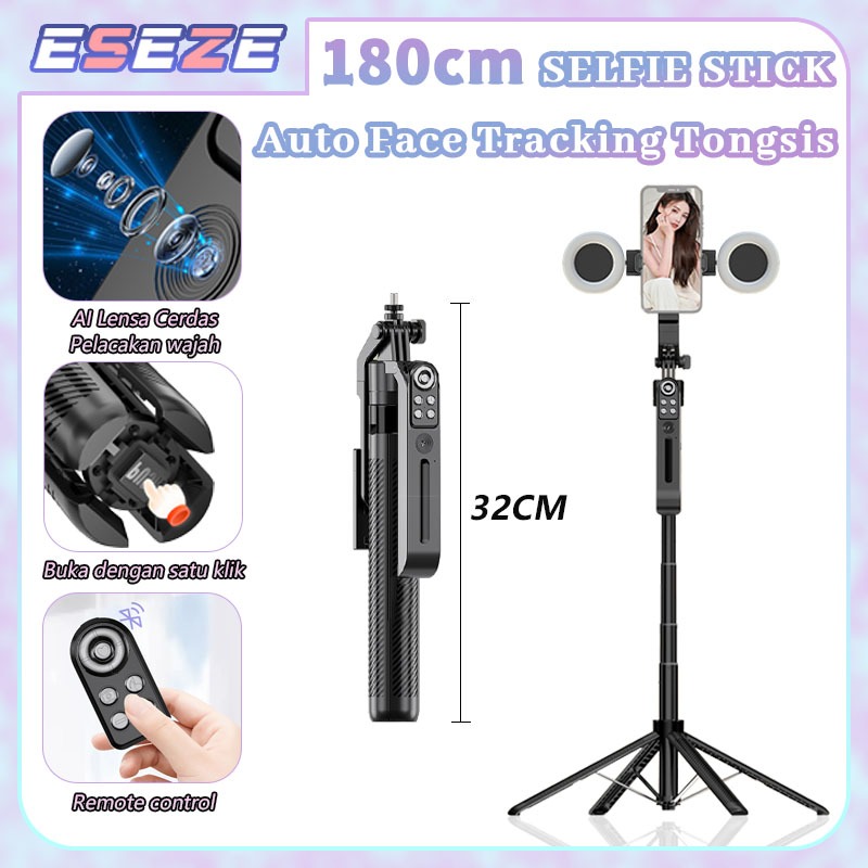 Eseze 180cm Pelacakan Wajah Otomatis Tripod Selfie Stick 1.8m Gimbal Handphone DSLR Stabilizer 360° 
