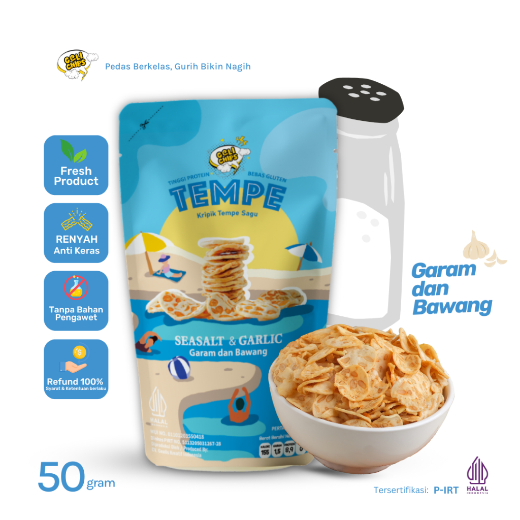 

GELICHIPS - Keripik Tempe Original Sea Salt Garlic Gurih Renyah 50gr