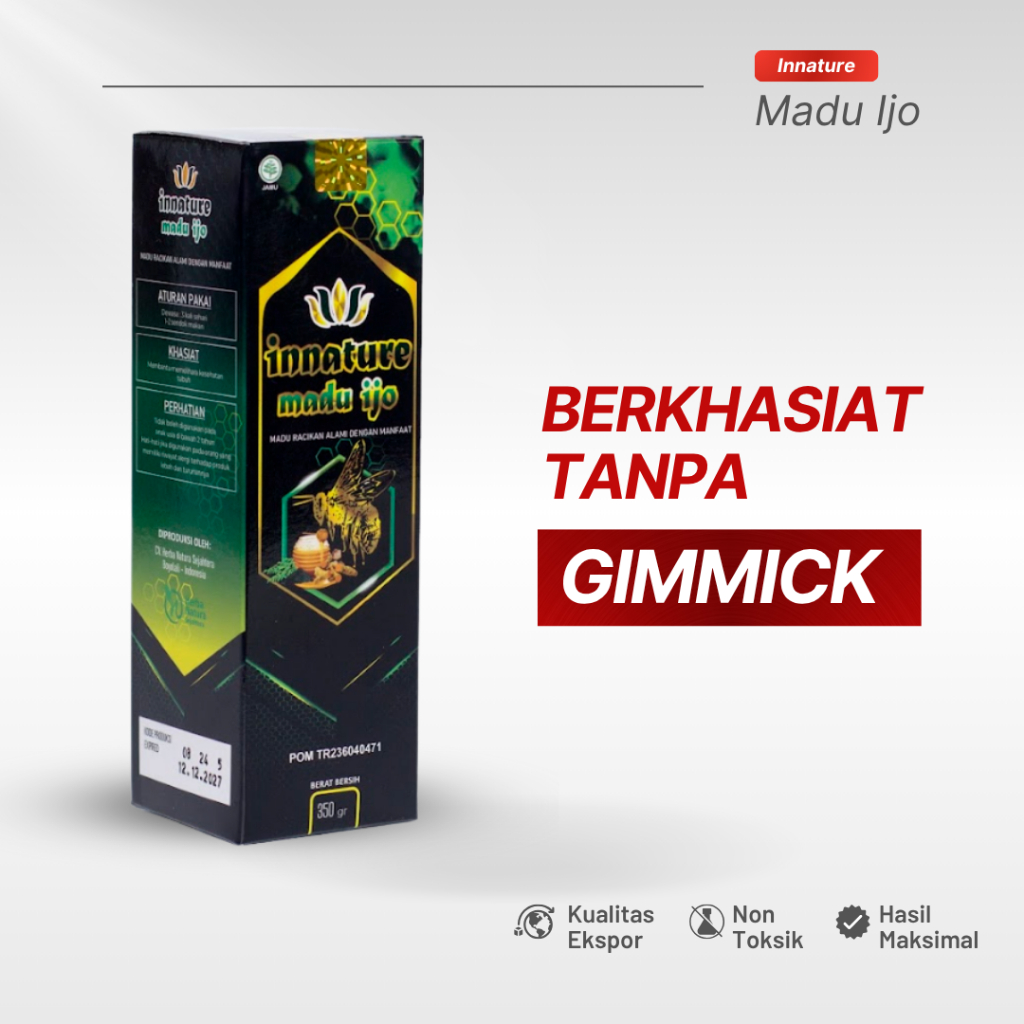 Madu Hijau 350 gram Madu Herbal Untuk Asam Lambung Maag GERD Halal dan BPOM Innature