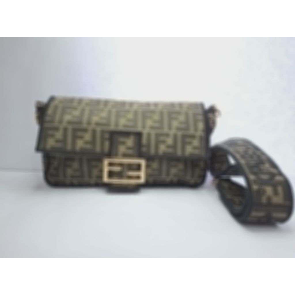 FND Tobacco Zucca Canvas Baguette Flap Top Handle Bag