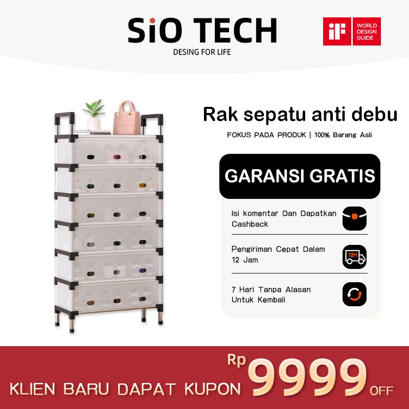 [Ready] Rak Sepatu Tertutup Anti Debu Serbaguna, Gantungan Tas Pakaian/ Rak Penyimpanan Dengan Penut