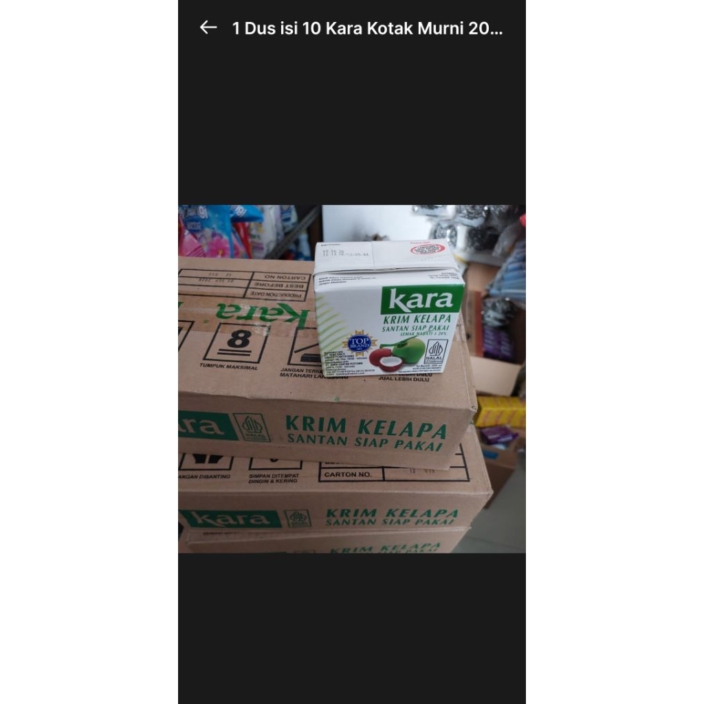 

1 Dus isi 10 Kara Kotak Murni 200 ml Santan Kelapa