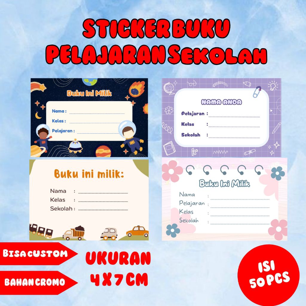 

Stiker label buku isi 50 pcs | stiker mata pelajaran | stiker sekolah | stiker custom