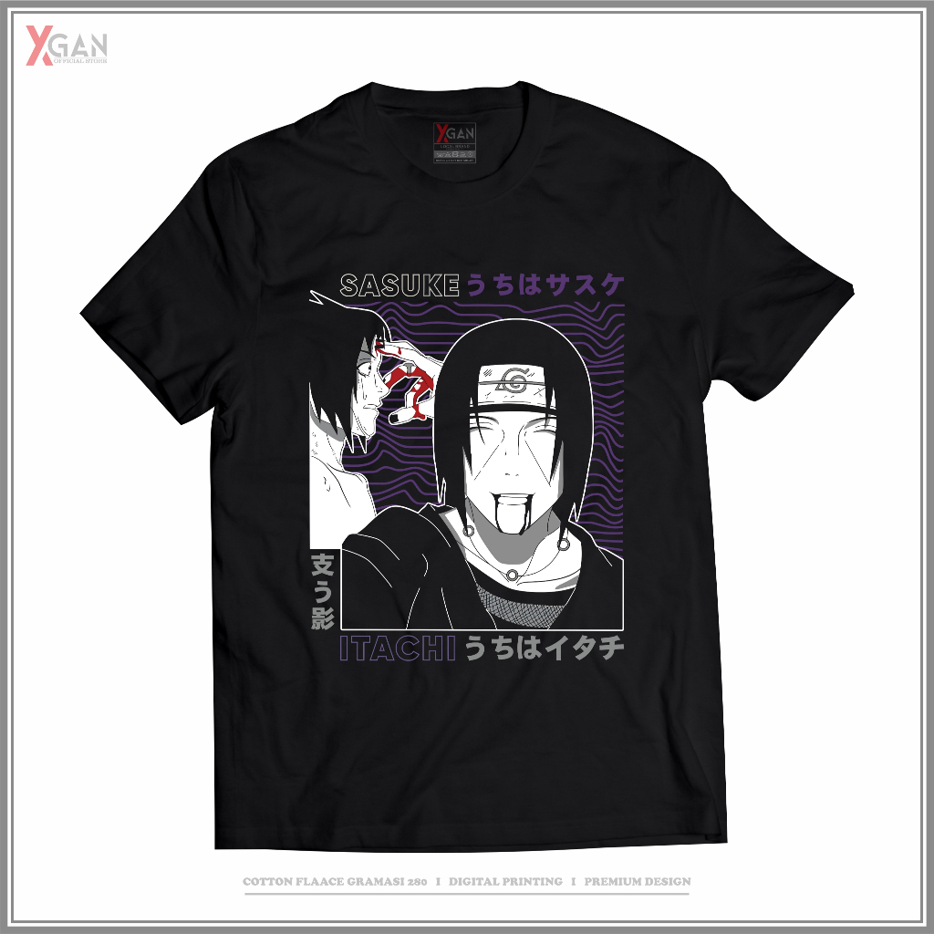 XGAN Series Naruto Shippuden Baju UCHIHA ITACHI NU045X Kaos Anime katun 24s Jepang Sablon Premium