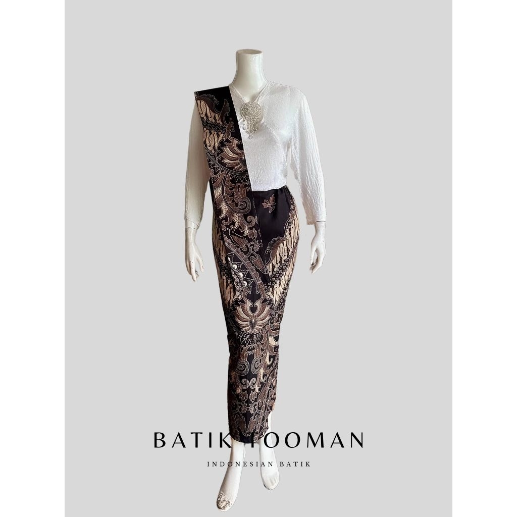 GURDONIA Black Choco Cream Rok Batik Span Instan Resleting Warna Coklat Krem Bahan Katun Halus Berse
