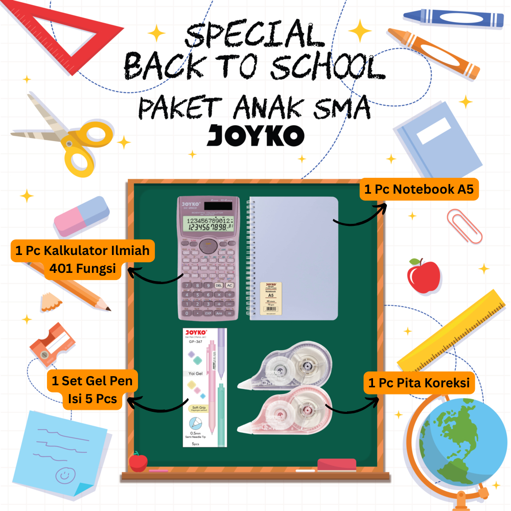 

JOYKO [4 in 1 Package] Back To School Paket Anak SMA